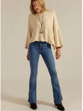 Free People We The Free Level Up Split Slim Flare Jeans NWT 28 S